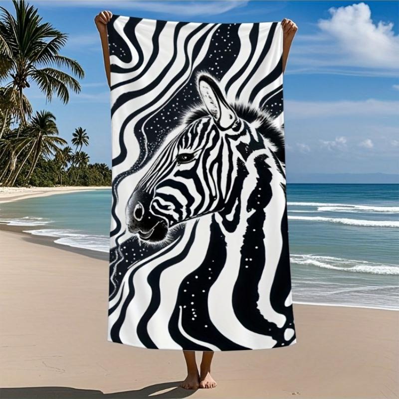

Set of Microfiber Bath Towels with Single Zebra Stripes - Quick Drying, Extremely Absorbent, Ultra-Fine, Contemporary Design W30*H60(CM)