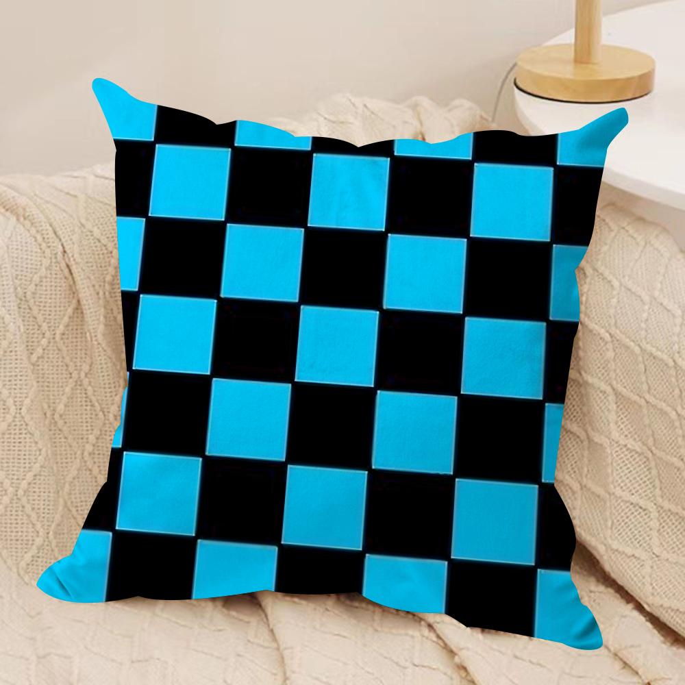 Classic Checkered Square Cushion Cover Pillowcase Ultra Soft Skin Friendly Fabric Cloud Like Comfort  Concealed Zipper