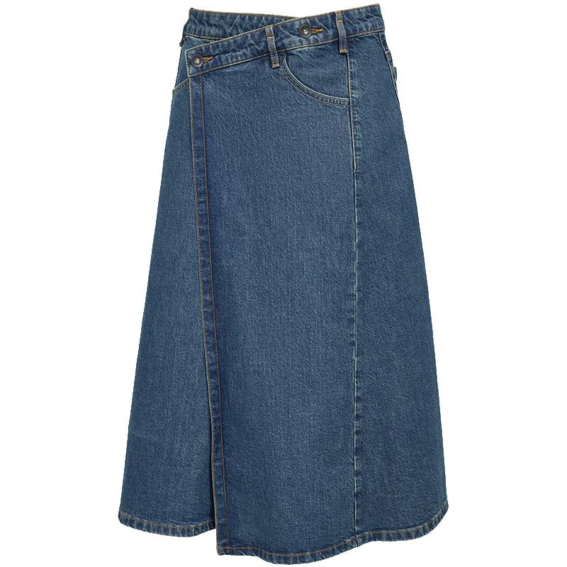 

ONLY Women s Retro Washed Asymmetric Denim Midi Skirt M