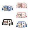 Pocket Transparent Shoulder Bag PVC Student Crossbody Bag Cute Harajuku Small Square Bag  Girls