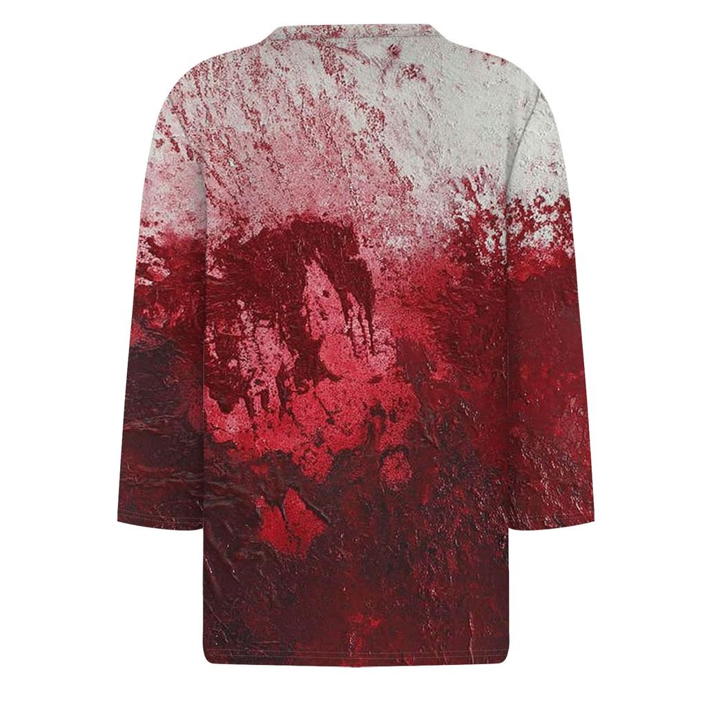 Women's Fashion Casual Three-quarter Sleeve Halloween Printed Round Neck Top