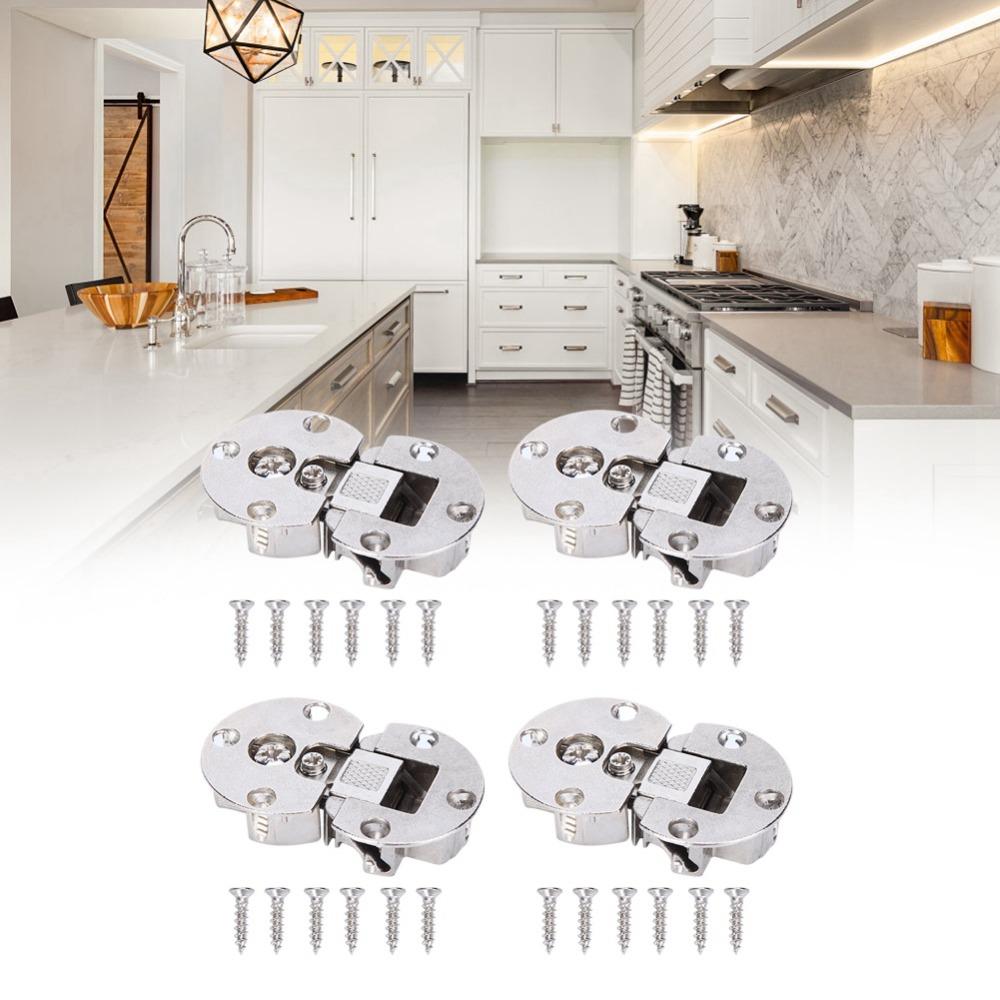 4pcs Zinc Alloy Concealed Cabinet Hinge Semicircular Folding Door Hinge Flap Door Hinge  Desks