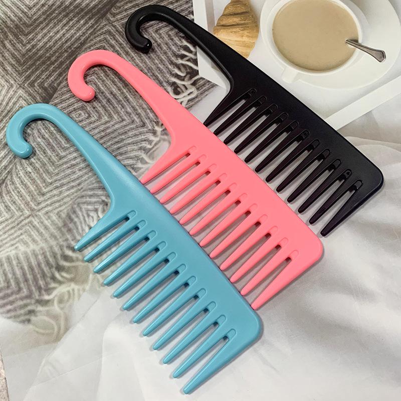 Sturdy Wide-Tooth Comb with Hook - Anti-Tangle Massage Comb for Long Hair, Men & Women, Home Use