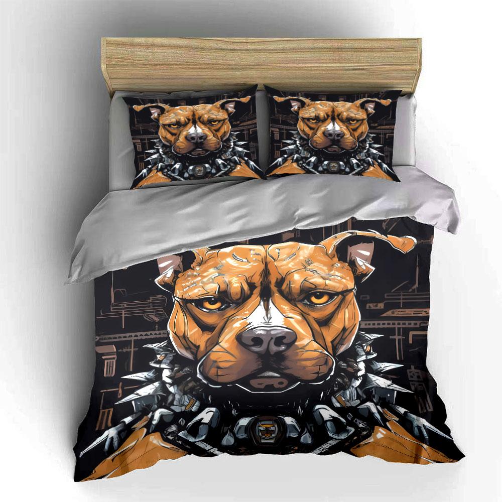 Dog Robotic Art Decor Set Multiple Sizes Kid'S And Adults' Bedroom Exquisite 3Pc Bedding Set, Gift