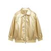 Womens Vintage Stand Collar Loose Streetwear Faux Leather Jacket Winter