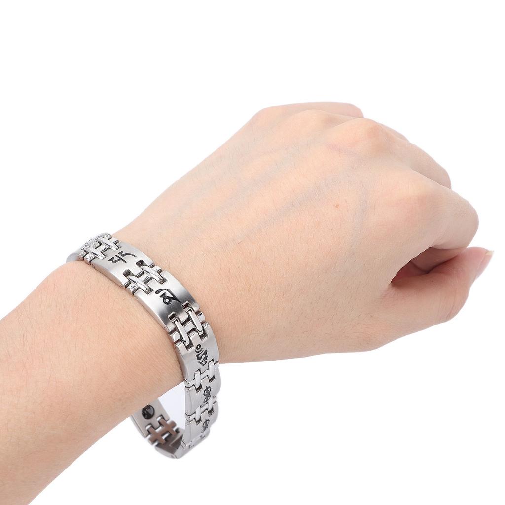 Men Magnetic Bracelet Fashionable Silver Titanium Steel Black Magnet Therapy Bracelets
