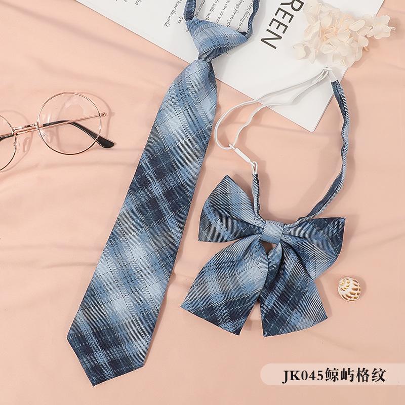 Japanese Korean Version Striped Jkdk College Style Red Cyan Gray Blue Shirt Men'S And Women'S Accessories Free Tie Tie Set