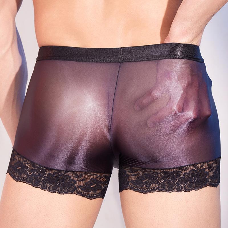 Sexy Lace Side Panties High Elastic Sheer See Through Men'S Boxer Exotic Gay Underwear U Convex Bulge Pouch Male Slip Lingerie