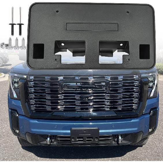 FASTCHE Front License Plate Frame Compatible with 2024 2025 2026 GMC Sierra 2500 HD 3500 HD Front Bumper License Plate Holder Mounting Bracket