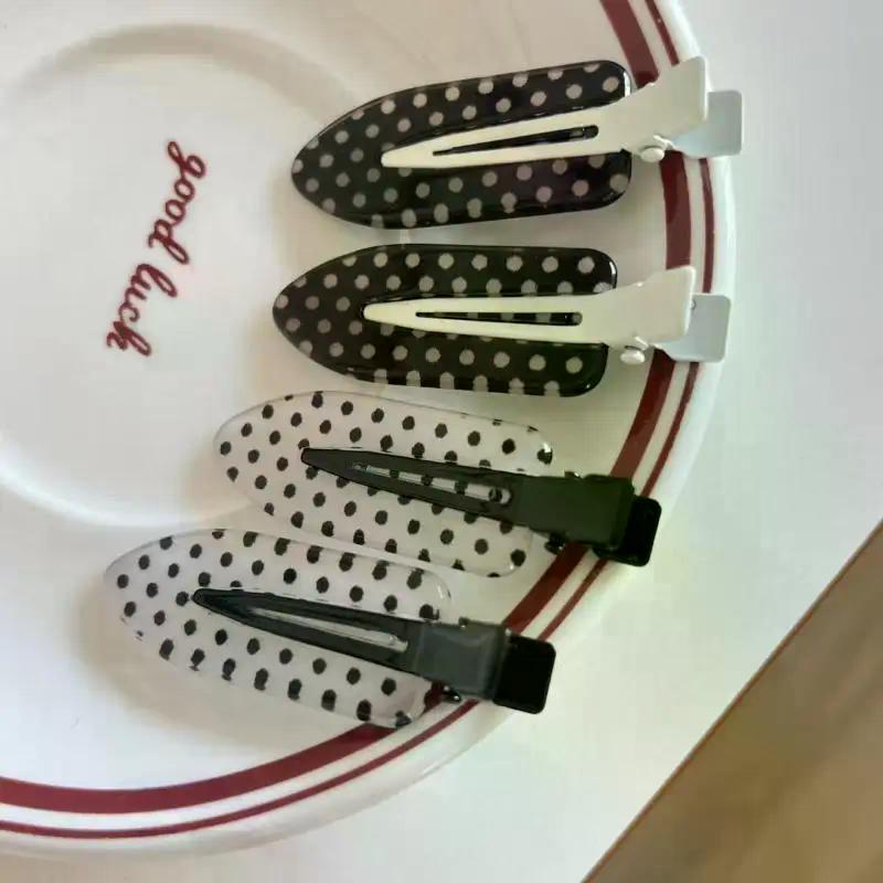 4/8Pcs Black White Polka Dot Hair Clips Cute Sweet Side Bangs Hairpin For Girls Lovely Daily Hair Accessories Gifts