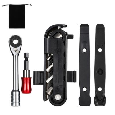 Kit de Reparación de Bicicletas Kit de Herramientas para Bicicleta Herramienta de Llave de Carraca para Bicicleta de Montaña Juego de Herramientas Kit de Reparación de Neumáticos de Bicicleta Herramientas de Reparación para Bicicleta Negra