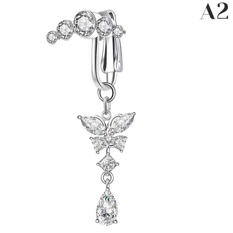 Faux Fake Belly Butterfly Fake Belly Piercing Clip On Umbilical Navel Fake Pircing Zircon Cartilage Clip On Earring Body Jewelry