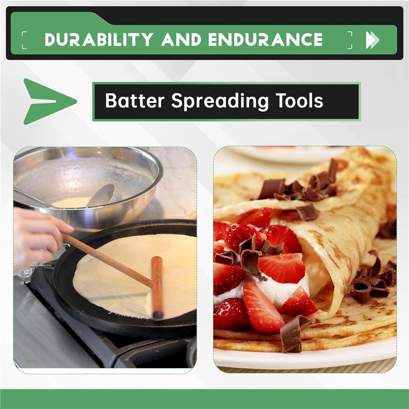 

ABWR-4 Piece Spatula Set Wooden T Sticks For Spreading Pancake Batter Wood Color Kitchen Tool Utensils For Uniform Crepe Maker