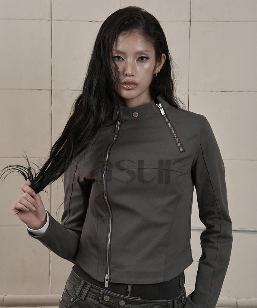AS YOU ARE Facade Logo High-Neck Zip-Up Charcoal