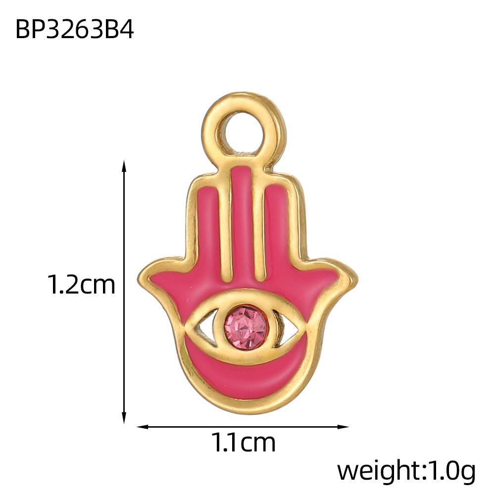 CARLIDANA Pink Blue Enamel Hamsa Hand Charms Gold Plated Charms Religious Muslim Islamic Hand of Fatima Charms DIY Jewelry