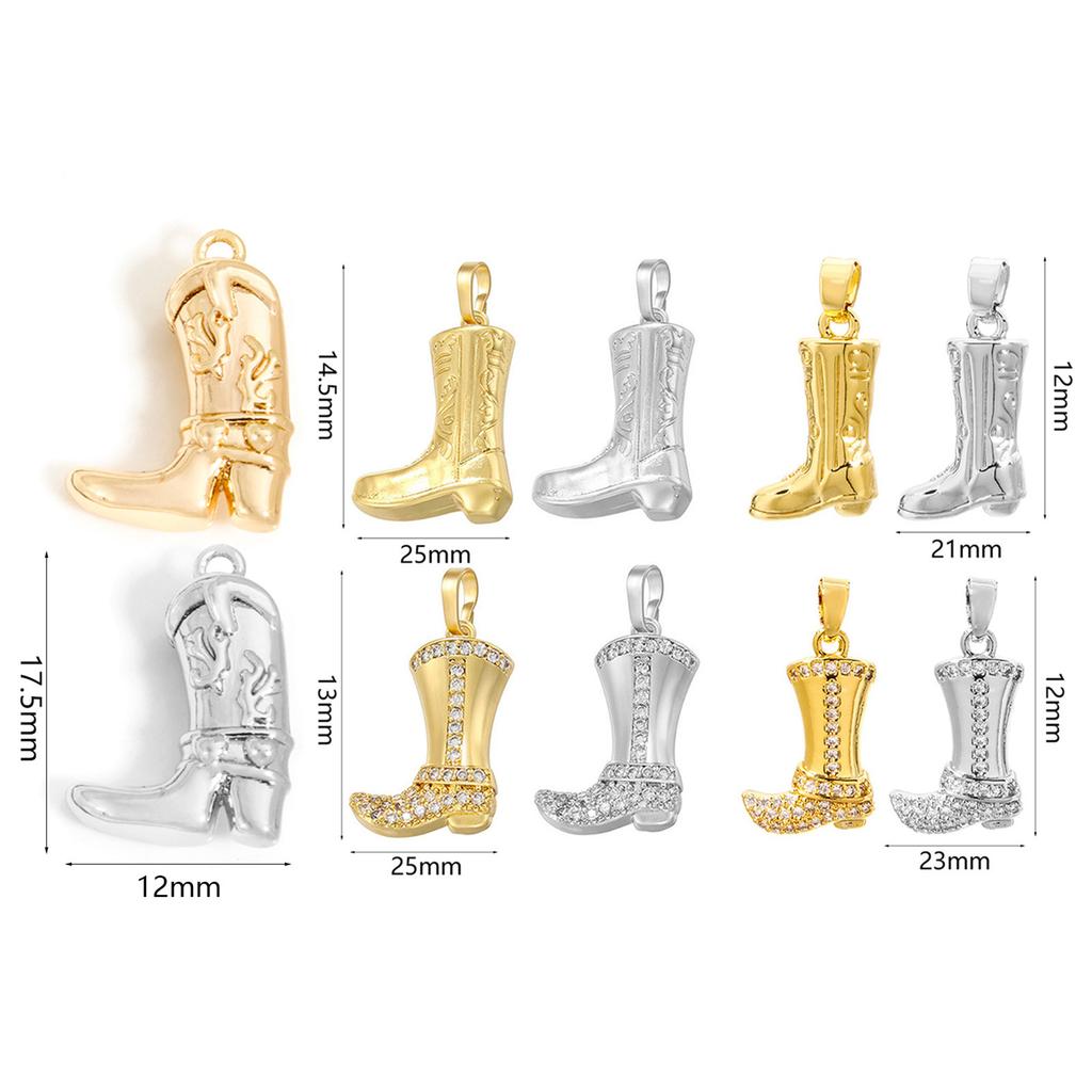 1/2 Piece Brass West Cowboy Charms Pendants Boots Horseshoe 18K Gold Color Metal For DIY Making Supply Necklace Jewelry Findings