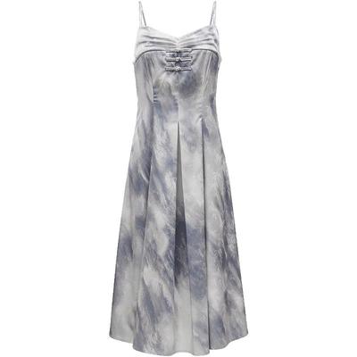 New Chinese Style Midi Strappy Dress with Frog Buttons