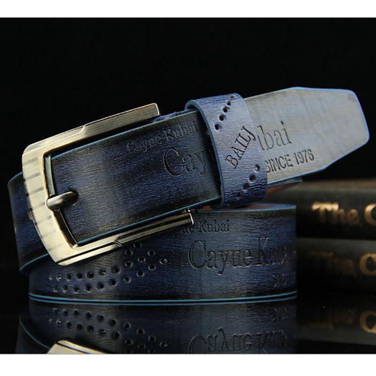 Pin Buckle Belt Clothing Accessories Men's Belt Retro Hollow Out Leather Fashion Leisure  Handmade