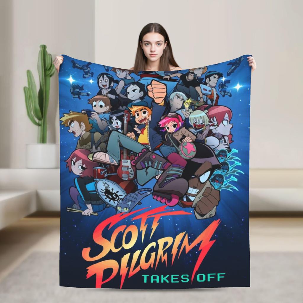 Indie Film Character Scott Pilgrim Blankets Soft Plush Throw Blanket For Home Decor Airplane Travel Flannel Bedspread Bed Cover