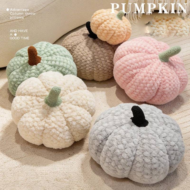 Macaron Color Pumpkin Plush Pillow With Soft Short Hair For Home Decor And Halloween Gift