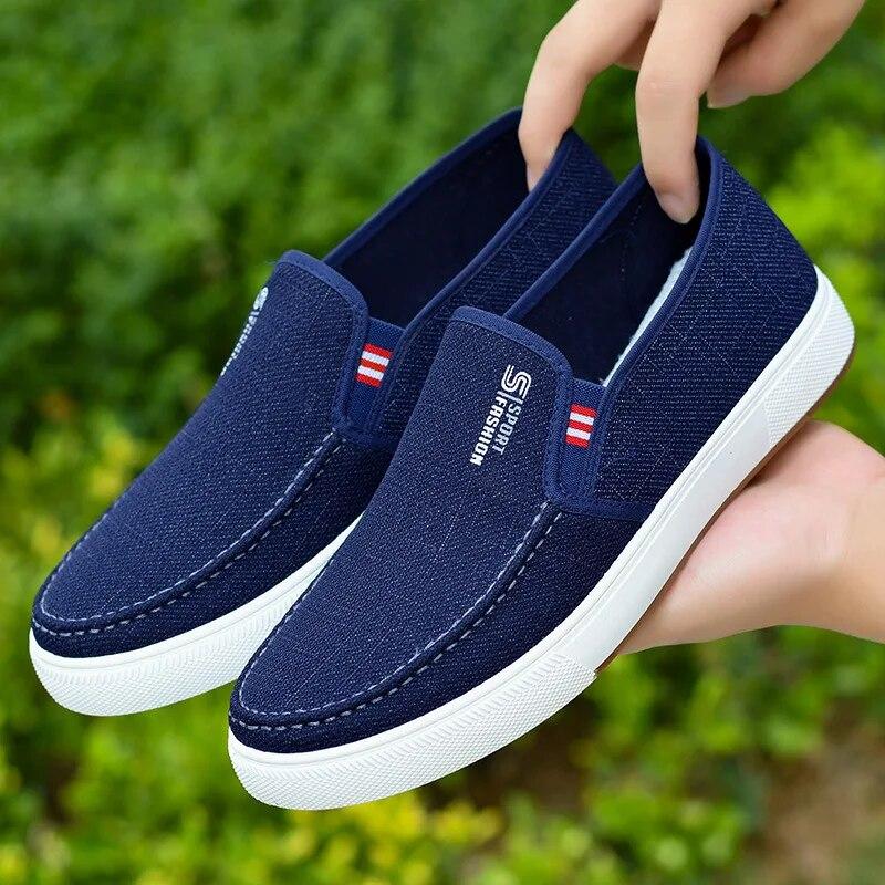 Męskie mokasyny wsuwane, oddychające, lekkie, antypoślizgowe buty płócienne, męskie tenisówki, wiosna i lato