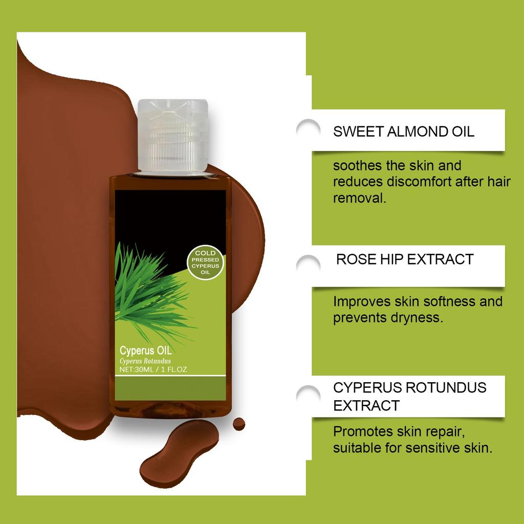 Cyperus Rotundus Oil,Cyperus Hair Removal Oil Plant Oil Gently Cares For Smooth Body Skin Hair Removal Care Oil 30ml
