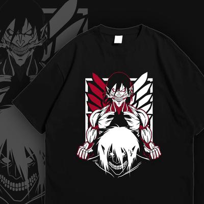 Eren Yeager Attack Titan Graphic Shirt, Anime Vintage Graphic Tee, Shingeki No Kyojin Shirt, Unisex Heavyweight Garment-Dyed Anime Shirt