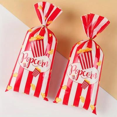 25/50/100 Peças Saco de Embalagem de Pipoca Sacos Listras de Carnaval Copos Portáteis para Alimentos Sacos de Lanche Mini Recipientes para Guloseimas Suprimentos para Festa