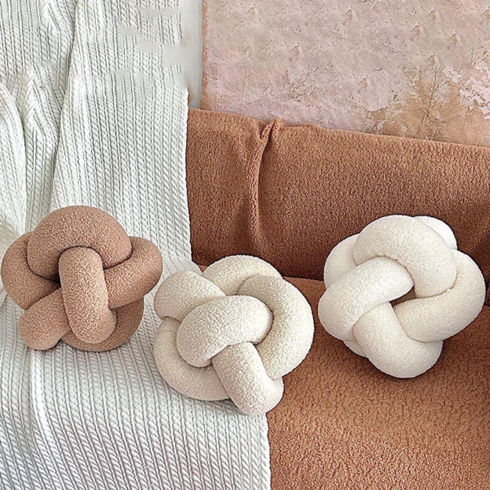 Skin Friendly Knotted Ball Throw Pillow Soft Chair Backrest Fashion Waist Support Cushion  Bedroom