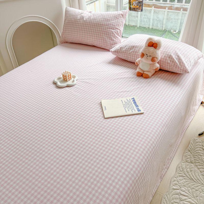 Ins Striped & Plaid Bed Sheet, Minimalist Bedding for Single Double Student Dorm and Home Use