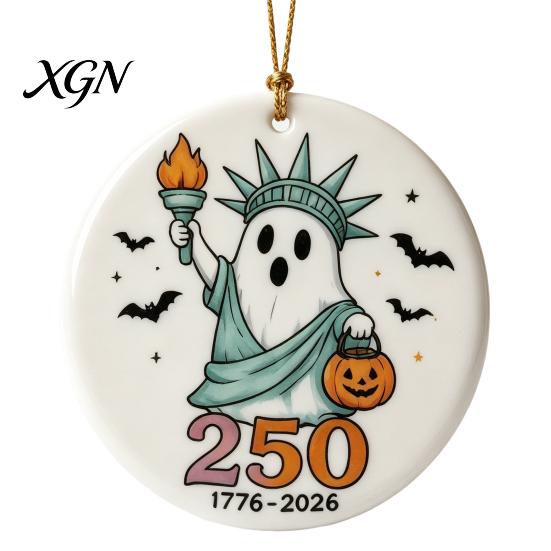 Decorative Crafts for Home Halloween 250th Anniversary Ornament, America 1776-2026 Acrylic Hanging Decoration, Gifts Couples Collectible Patriotic