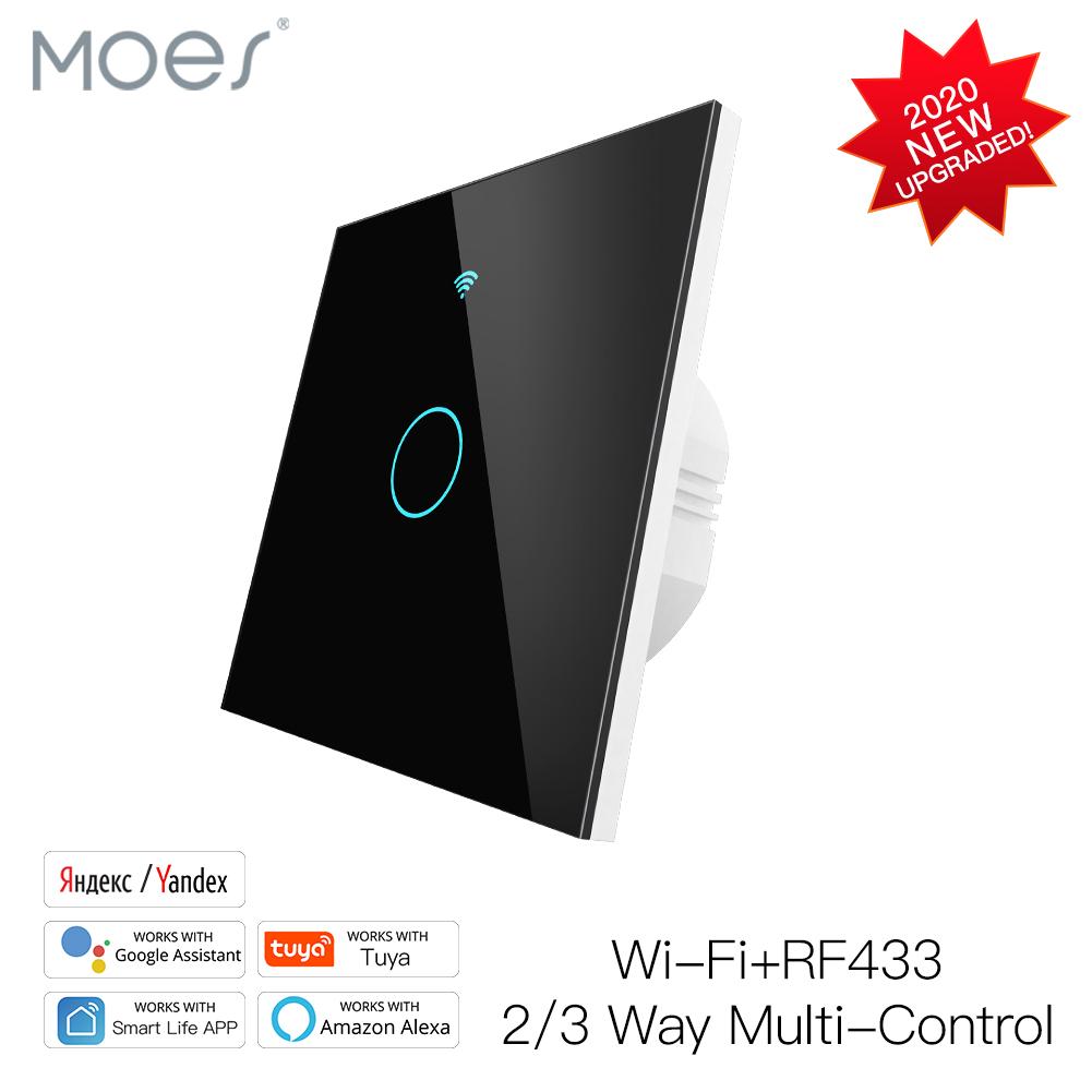 MOES WiFi Wall Touch Smart Light Switch RF Wireless Smart Life/Tuya 2/3 Way Muilti-Control Association