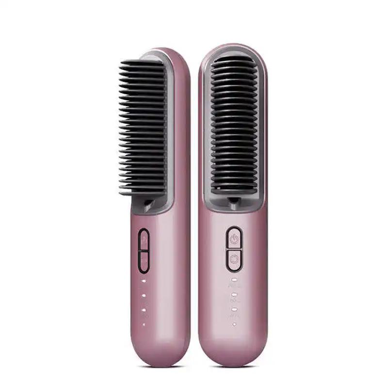 Professional Travel Electric Hairdressing Brushes Mini Wireless Comb Hair Straighteners Smoothing Brush Styling Tool