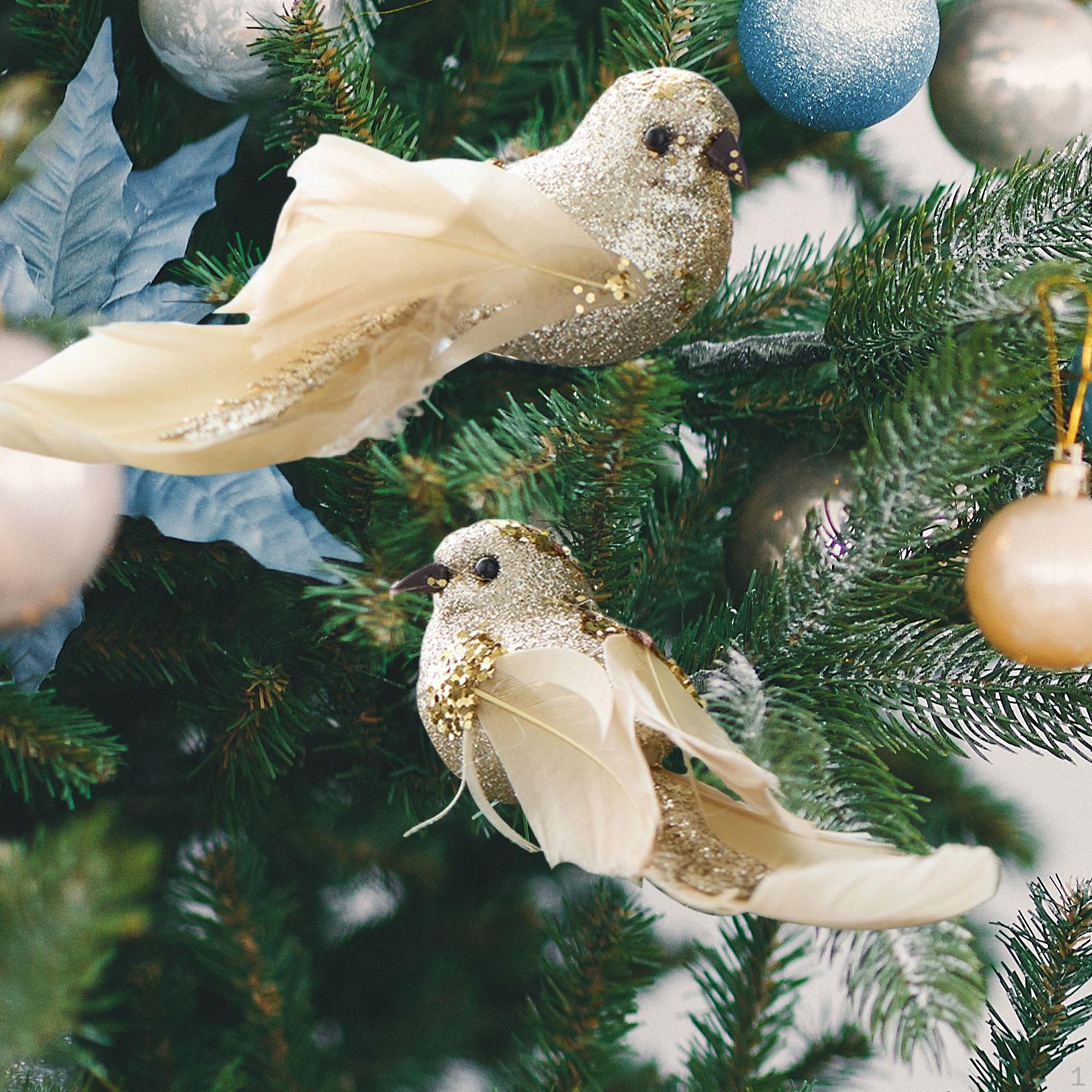 

2 Artificial Bird Decorations, Ornaments, Feather Figures, Sculptures Made of Foam with шампанского