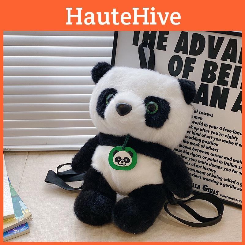 Panda Plush Adorable Backpack Handbag With Nylon Lining For Teen Gift Fashion