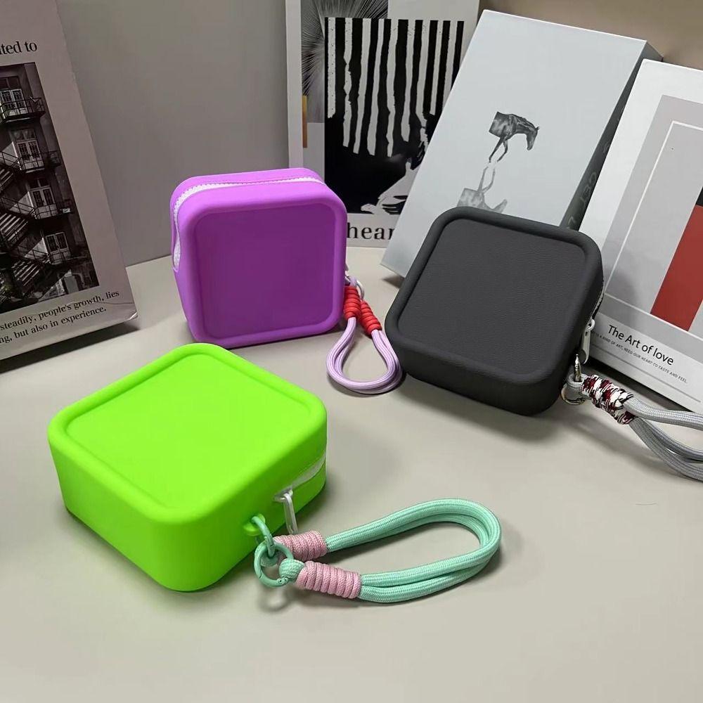 

with Wrist Rope Wallet Coin Purse Silicone Organizer Cosmetic Bag Mini Travel Pouch for Students фиолетовый