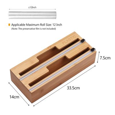 2in1 Wrap Dispenser with Slide Cutter Plastic Wrap Aluminum Foil Wax Paper Dispenser for Kitchen