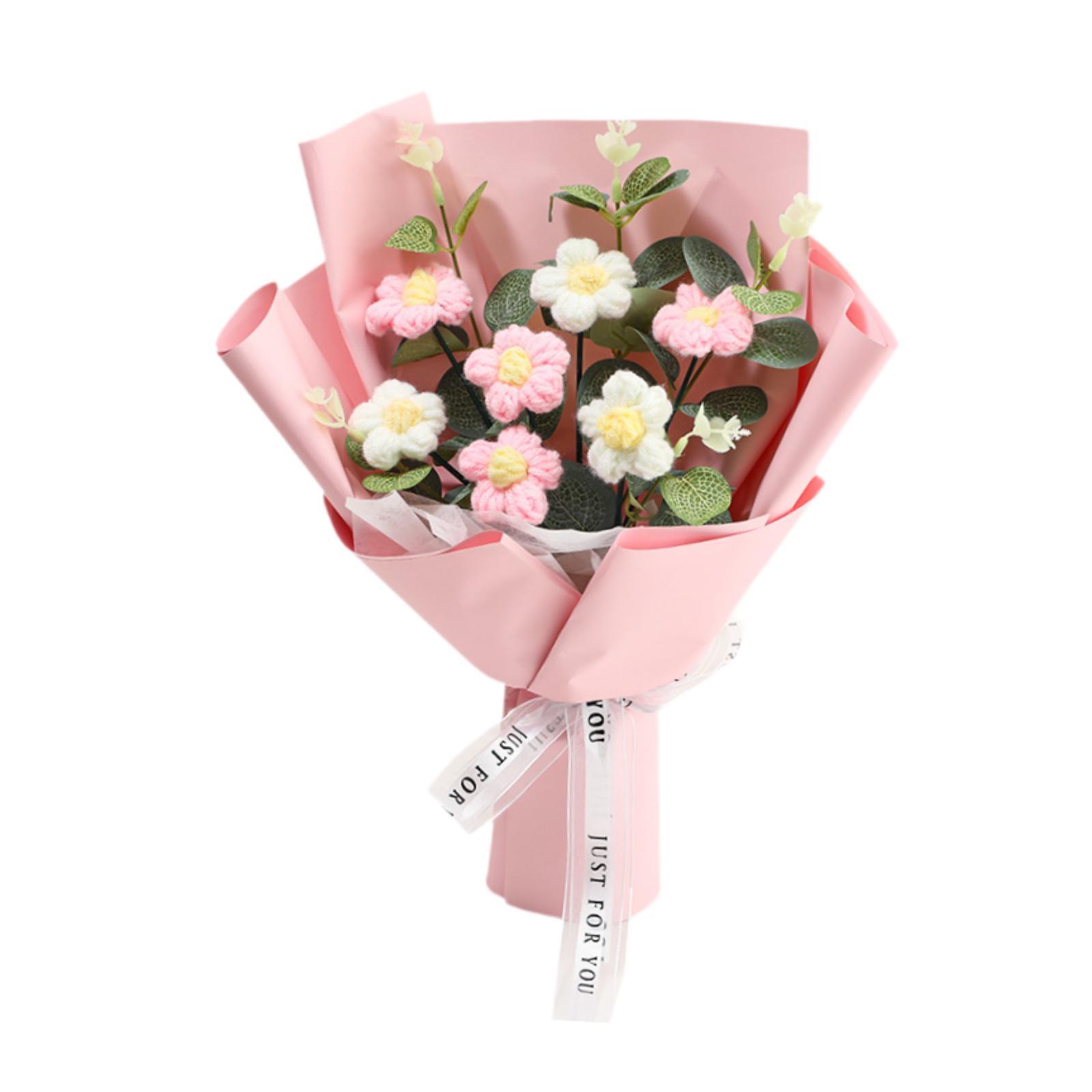 Crochet Flowers Bouquet Home Decor Knitted Bouquet for Festival Wife Mom