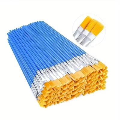 Lot de 50 pinceaux de peinture ronds et plats en nylon pour peinture à l'huile, acrylique, aquarelle, enfants/artistes/débutants/étudiants