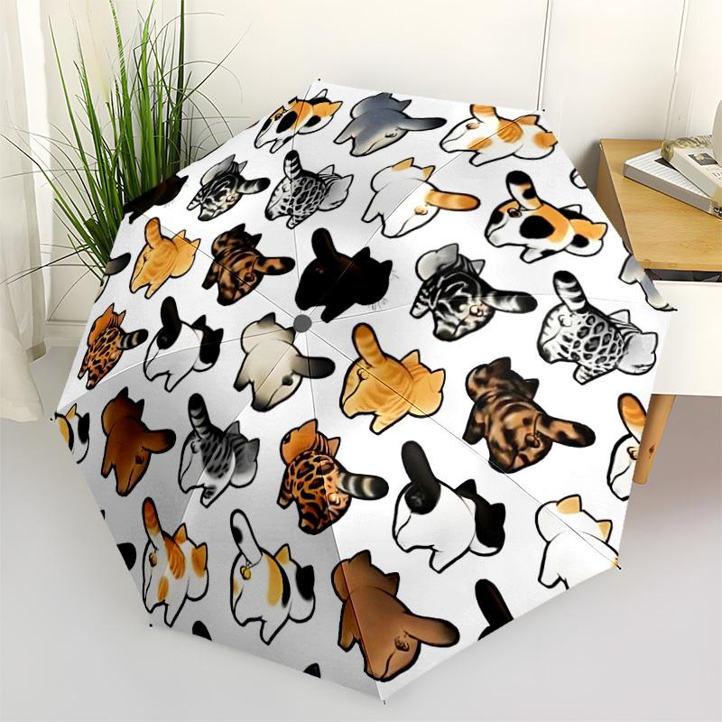 1 Stück faltbarer Regenschirm mit Katzen-Po-Aufdruck | Elegantes Design, Modisches Accessoire, Langlebige Konstruktion, Stabile Rippen yy251107123