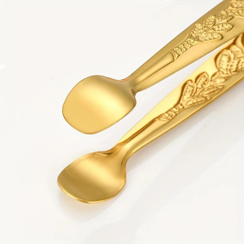 4.1-Inch Stainless Steel Patterned Tongs for Sugar Cubes, Ideal for Tea, Coffee, and Desserts - Christmas Kitchen Gift