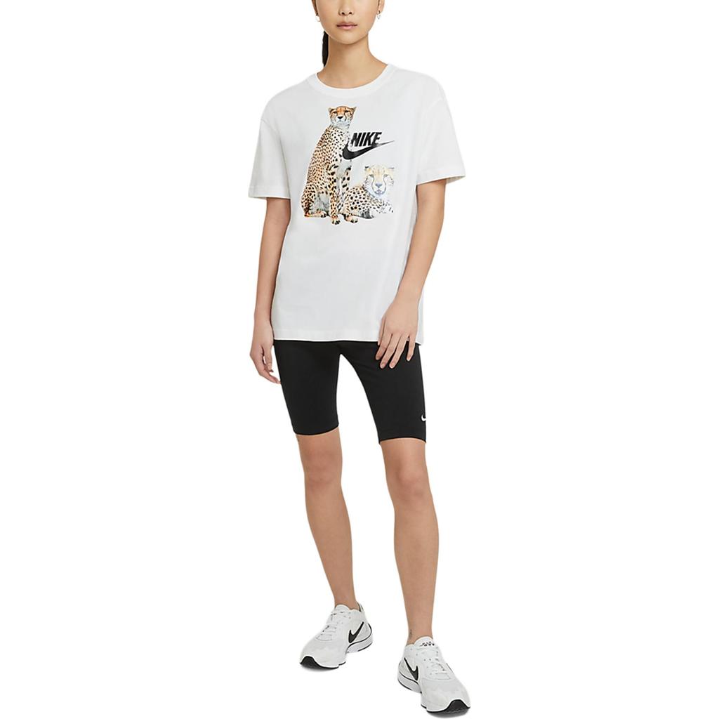 Nike Animal Logo Cartoon Print Sports T-shirt Women Tops White DD1486-100