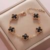 Fashionable Simple Rhinestone Evil Eye Four Leaf Clover Bracelet for Women