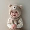 Polyester Fleece Lined 2-6 Years Bear Hat Scarf Set Kids Hat Scarf Set  Cold Weather Wear