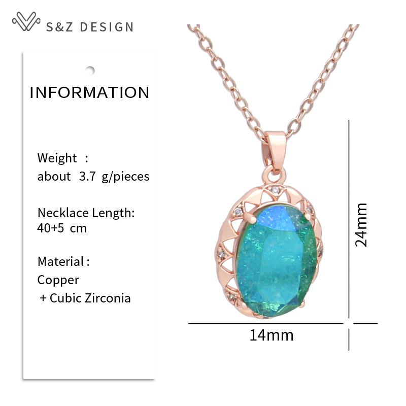 Mode Elegante Ei Form Oval Kristall Anhänger Halskette Für Frauen Hochzeit Rose Gold Farbe Schmuck Geschenk