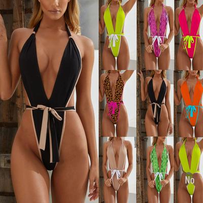 Europäischer und amerikanischer einteiliger Bandage-Bikini-Badeanzug – 8 Farben (19C299)