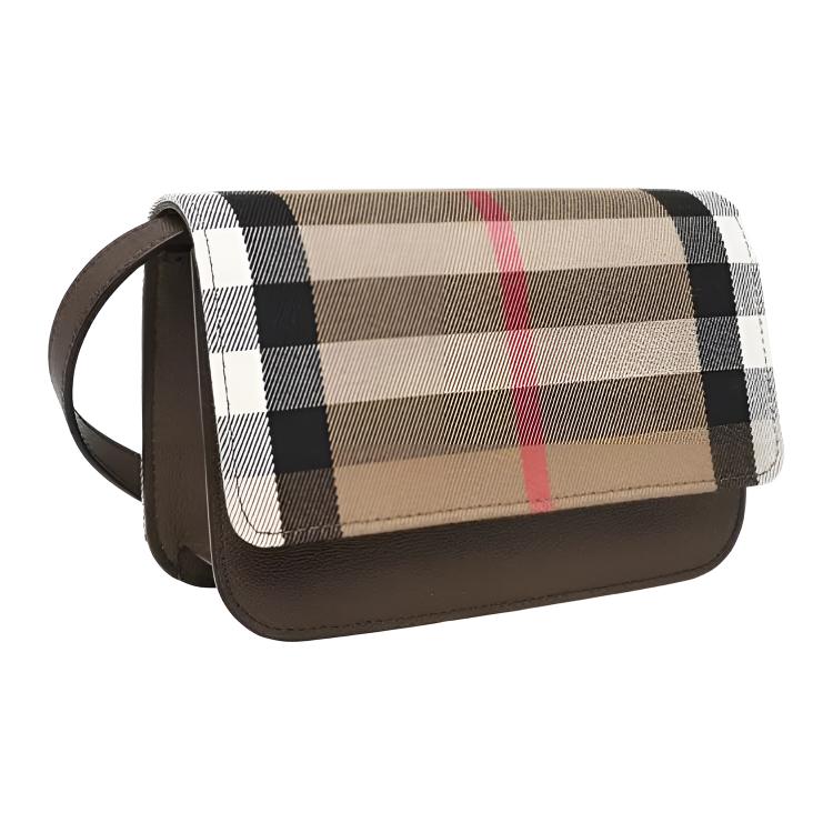 Burberry Vintage Check Canvas Belt Bag Beige Leather Trim Waist Pouch 81134081