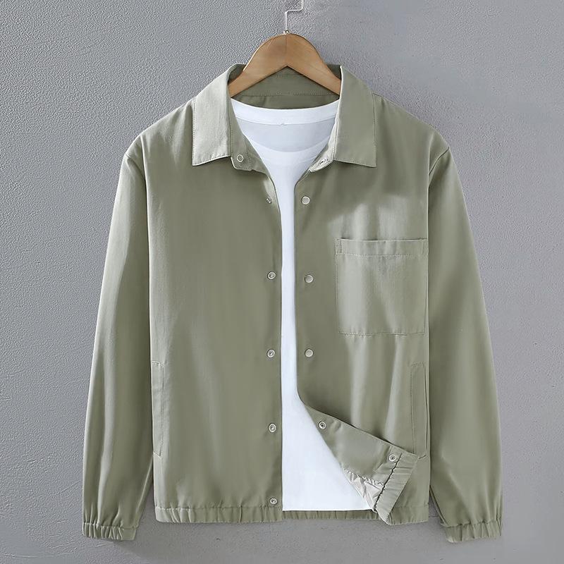 

Мужские куртки с воротником-лацканом в японском стиле на весну и осень, повседневное мужское пальто, однотонное хлопковое пальто на пуговицах XXXL зелёный