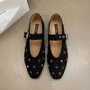 Fashion Luxury Female Crystal Fashion Shallow Women Ballet Flats Shoes Rhinestones Footwear Buckle Strap Ladies Flats Mary Janes Shoes