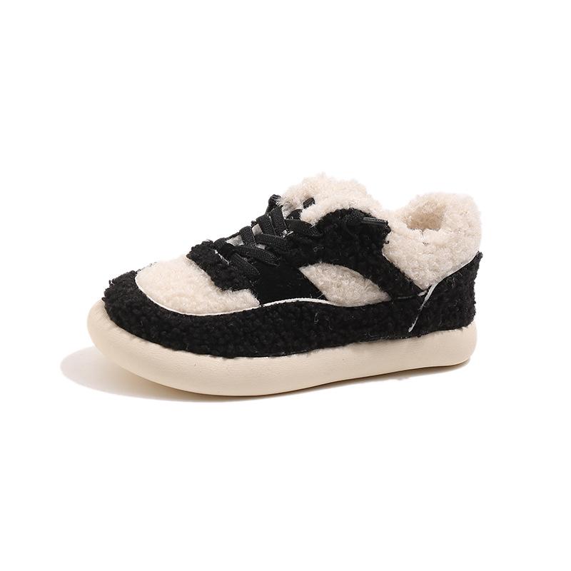 Winter 2025 Children's Cute Double-Layer Fleece-Lined Cotton Shoes for Boys and Girls